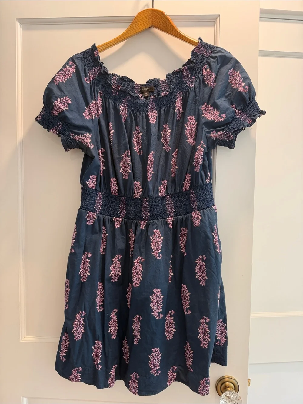 J. Crew Navy Dress with Pink Floral Print